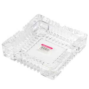 得力deli 9579 方型玻璃烟灰缸 150*150mm 茶几摆件