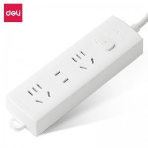 得力 LX110 莹白系列延长线插座 2+1 1.8米 PE袋装(白)