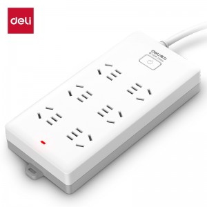 得力18168-03皓白系列插座 6组 3米 PVC袋(白)