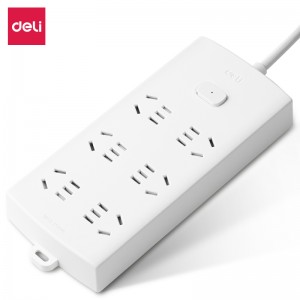 得力 LX114 莹白系列延长线插座 6组 PE袋装(白)