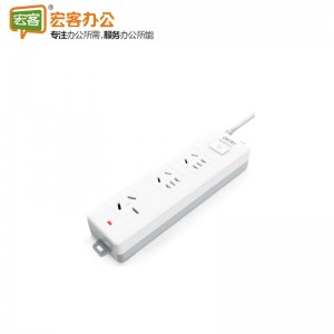 得力 18278-02 3孔位 16A大功率插座 2米