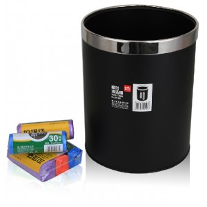 得力deli 9199 不锈钢压环纸篓清洁桶/家用酒店厨房垃圾桶