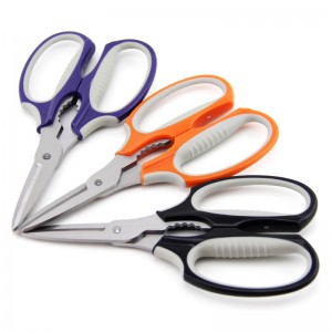 得力deli 6051 时尚柔软弹力手柄办公家庭彩色剪刀