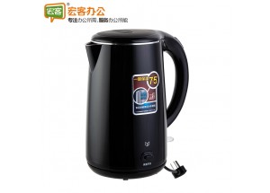 得力 85609 1.7L双层防烫不锈钢电热水壶 一键保温