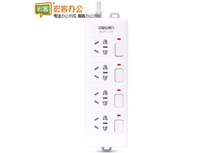 得力deli 3989 独立开关电源插座 插板（4个组合孔）3米